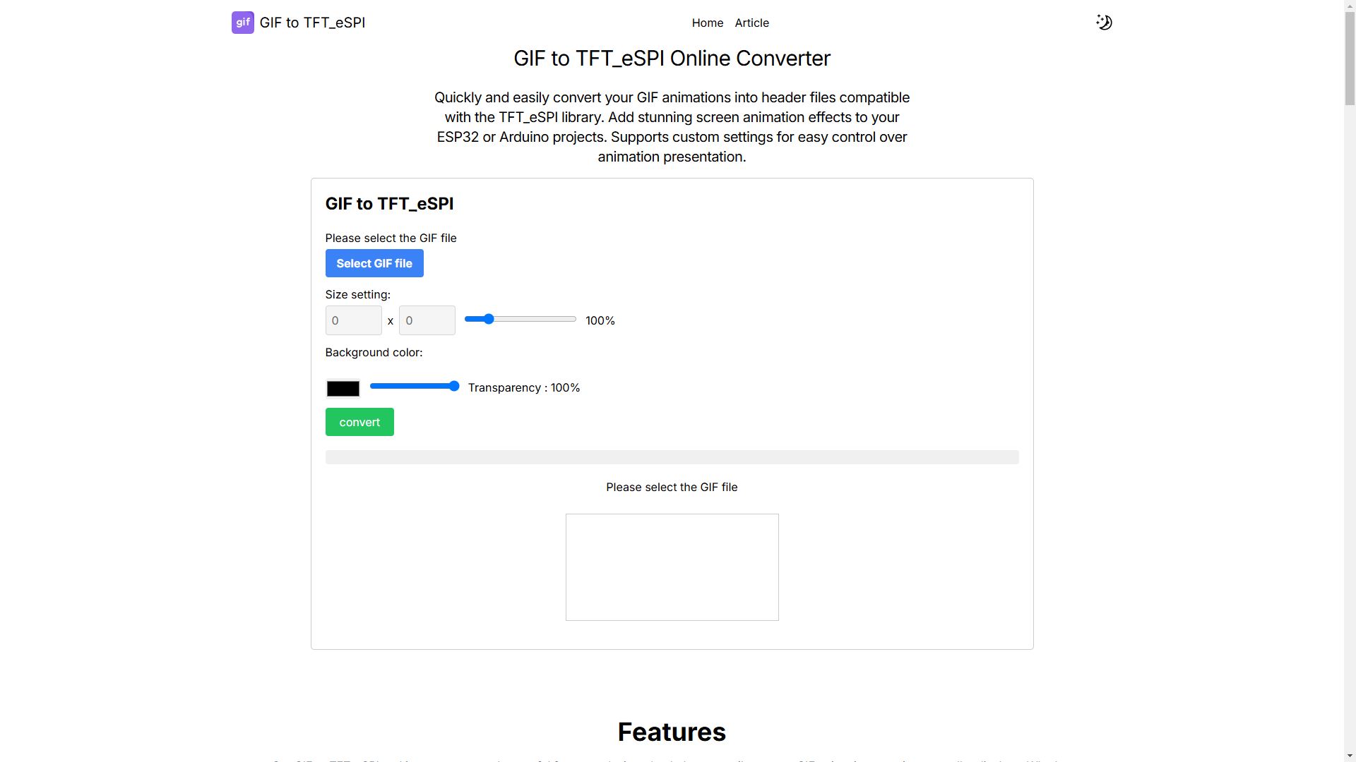 Online GIF to TFT_eSPI C Header Generator: Customize ESP32 Screen Animation, Batch Frame Processing, Transparency Settings, Compatible with Various TFT Displays